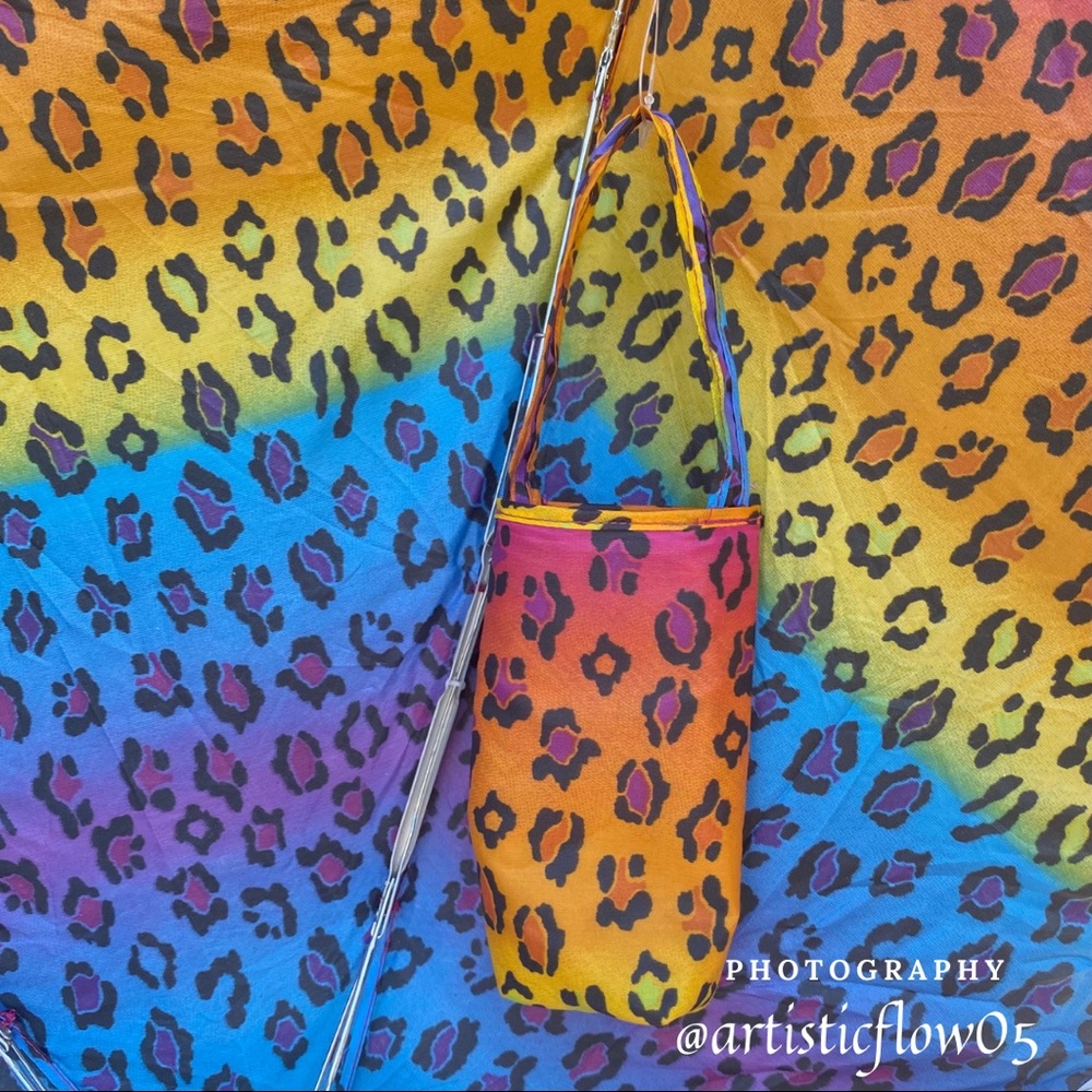 NEW! Totes Small Compact Rainbow Leopard Umbrella - Picture 4 of 8